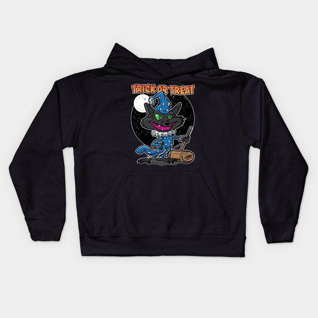 Trick or Treat Cat Clown with Mallet Kids Hoodie by eShirtLabs